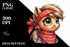 Goofy Poney Portrait with Bandana and Shy Eyes Clipart Product Image 3