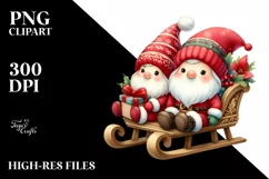 Gnomes with Santa's Sleight, Transparent PNG Product Image 1