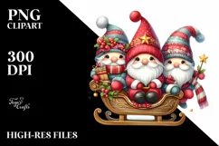 Gnomes with Santa's Sleight, Transparent PNG Product Image 1