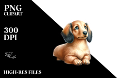 Pastel Dachshund Sitting with Christmas Gifts PNG Product Image 2