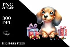Cute Christmas Dachshund, High-Quality PNG Product Image 3
