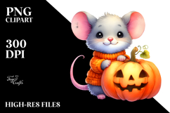 Vibrant Baby Mouse with Pumpkin Clipart Product Image 2