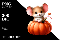 Vibrant Baby Mouse with Pumpkin Clipart Product Image 2