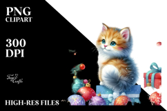 Cute Christmas Cat, High-Quality PNG Product Image 2
