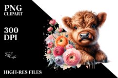 Cute Baby Highland Cow Sublimation Clipart Product Image 1
