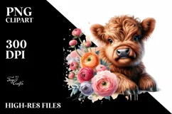 Cute Baby Highland Cow Sublimation Clipart Product Image 1