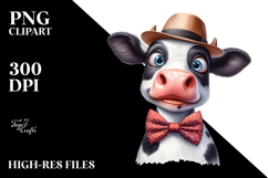 Funny Cow with Bow and Tie, Transparent PNG Product Image 2