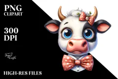 Funny Cow with Bow and Tie, Premium PNG Product Image 2