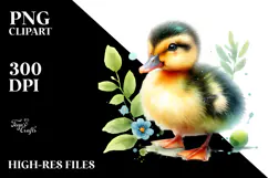 Baby Duck Sleeping on Flower PNG Product Image 2