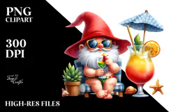 Whimsical Gnome with Cocktail, High-Quality PNG Product Image 2