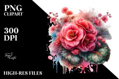 Shiny Begonia with Metallic Insertions PNG Product Image 2