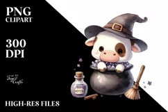 Cute Halloween Cow, High-Quality PNG Product Image 1