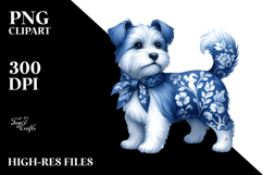 Blue Toile Dog, PNG Product Image 2