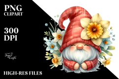 Cute Gnome with Daffodil Floral PNG Product Image 2
