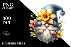 Cute Gnome with Daffodil Floral PNG Product Image 2