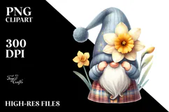 Cute Gnome with Daffodil Floral PNG Product Image 2