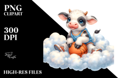 Baby Cow Basketball Play | Sublimation Clipart Product Image 2