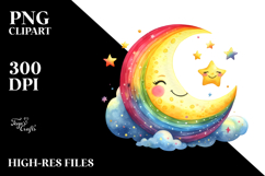 Colorfull Smiling Half Moon PNG Product Image 2