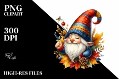 Detailed Vibrant Autumn Gnome PNG Product Image 1