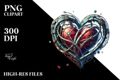 Heart with Metallic Insertions, Digital Painting Product Image 2