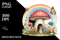 Colorful Fairy House Rainbow Butterfly | Sublimation Clipart Product Image 1