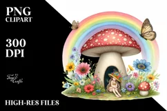 Colorful Fairy House Rainbow Butterfly | Sublimation Clipart Product Image 1