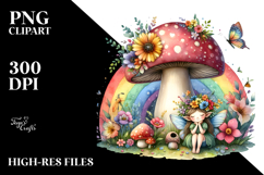 Colorful Fairy House Rainbow Butterfly Bird | Sublimation Product Image 2