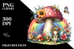Colorful Fairy House Rainbow Butterfly Bird | Sublimation Product Image 2