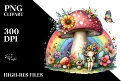 Colorful Fairy House Rainbow Butterfly Bird | Sublimation Product Image 1