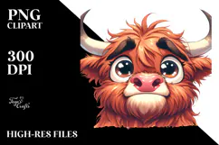 Ridiculously Cute Cow with Anime Eyes PNG Product Image 2