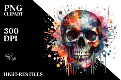 Colorful Skull with Splashes, Transparent PNG Product Image 2