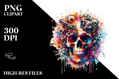 Colorful Grungy Skull Painting, High-Res PNG Product Image 2
