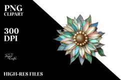 Glossy Sunflower with Metallic Insertions PNG Product Image 2