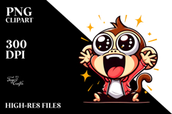 Goofy Cartoon Monkey with Wide Eyes PNG Product Image 2
