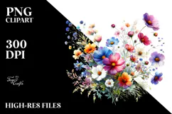 Abstract Wild Flowers, Watercolor PNG Product Image 2