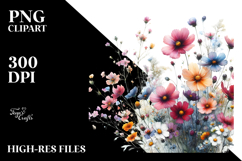 A Colorfull Watercolor with Wild Flowers PNG Product Image 2