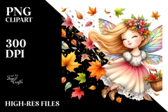 Colorful Watercolor Fairy Tumbling with Autumn Leaves, Product Image 2