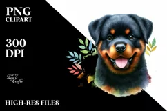 Watercolor Cute Colorful Rottweiler | Clipart Product Image 3