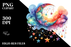 Vibrant Moon with Flowers PNG Product Image 2