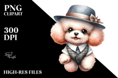 Baby Poodle Watercolor Clipart Product Image 2