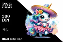 Colorful Baby Unicorn Salsa Dancer PNG Product Image 3