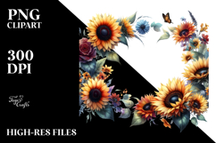 Vibrant Sunflower Frame | Sublimation Clipart Product Image 2