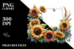 Vibrant Sunflower Frame | Sublimation Clipart Product Image 2