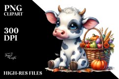 Baby Cow with Autumn Vegetables | Clipart Product Image 3