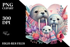 Colorful Boho Baby Walrus Heart PNG Product Image 2