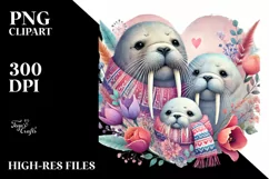 Colorful Boho Baby Walrus Heart PNG Product Image 2