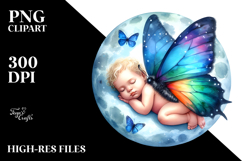 Summer Moon Stars Butterfly Baby Vibrant Clipart Product Image 2