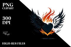 Brush Style Heart with Wings PNG Product Image 2