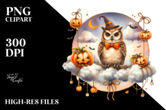 Owl in Halloween Costume, Whimsical Watercolor PNG Product Image 2