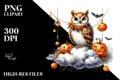 Owl in Halloween Costume, Whimsical Watercolor PNG Product Image 2